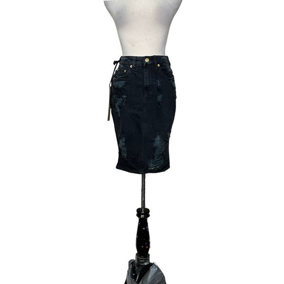 Ksubi black distressed tune jean mini skirt size 25 - Picture 15 of 15